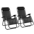 Gardeon 2PC Zero Gravity Chair Folding Recliner Adjustable Black