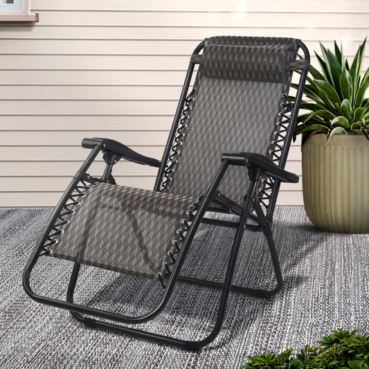 Gardeon Zero Gravity Chair Folding Recliner Grey Outdoor Camping