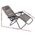 Gardeon Zero Gravity Chair Folding Recliner Grey Outdoor Camping