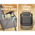 Gardeon Zero Gravity Chair Folding Recliner Grey Outdoor Camping