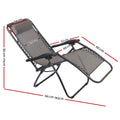 Gardeon 2PC Zero Gravity Chair Folding Recliner Outdoor Grey