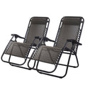 Gardeon 2PC Zero Gravity Chair Folding Recliner Outdoor Grey
