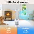 Devanti Bladeless Tower Fan Heater 2in1 Portable Oscillating White