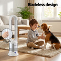 Devanti Bladeless Tower Fan Heater 2in1 Portable Oscillating White