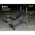 Everfit 8in1 Weight Bench Adjustable Incline Decline 200kg Home Gym