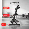 Everfit 3-Tier Dumbbell Rack 300kg Capacity Heavy Duty Black