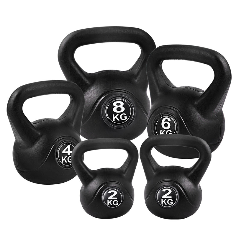 Everfit 22kg Kettlebell Set Weight Lifting Bench Dumbbells Gym