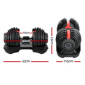 Everfit 24kg Adjustable Dumbbells Weight Plates Home Gym Equipment