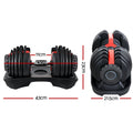 Everfit 24kg Adjustable Dumbbells Set 2pcs Home Gym Weight Plates