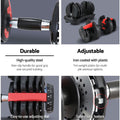 Everfit 24kg Adjustable Dumbbells Set 2pcs Home Gym Weight Plates