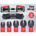 Everfit 24kg Adjustable Dumbbells Set 2pcs Home Gym Weight Plates