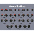 Everfit 24kg Adjustable Dumbbells Set 2pcs Home Gym Weight Plates