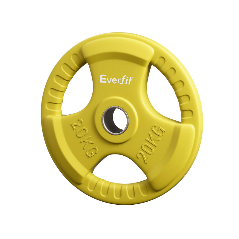 Everfit Olympic Weight Plates 20kg Dumbbell Barbell Yellow Home Gym