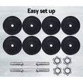 Everfit 25kg Dumbbell Set with Bench Weight Plates Dumbbells