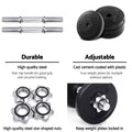 Everfit 15kg Dumbbell Set Weight Plates Lifting Bench Home Gym