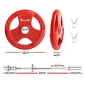Everfit 36kg Barbell Set 120cm Dumbbell Weight Lifting Home Gym Red