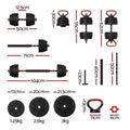 Everfit 40kg Adjustable Dumbbells Set Kettlebell Weight Plates Barbell