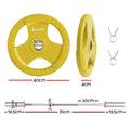 Everfit 46KG Barbell 120CM Yellow Dumbbell Weight Lifting Plates