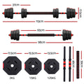 Everfit 20kg Adjustable Dumbbell Barbell Set Weight Plates Home Gym