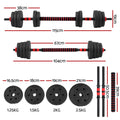 Everfit 30kg Adjustable Dumbbell Set 4in1 Barbell Weight Plates Home Workout