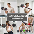 Everfit 30kg Adjustable Dumbbell Set 4in1 Barbell Weight Plates Home Workout