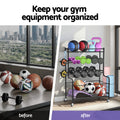 Everfit Dumbbell Rack Weight Storage Home Gym Black