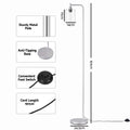 Artiss Floor Lamp Modern Industrial Standing Light with Clear Glass Shade, Silver Metal Tall Lamp for Living Room, Bedroom & Office, Anti-Tipping Weighted Base & Foot Switch (Bulb Not Included)