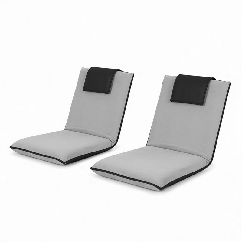 Artiss 2X Floor Lounge Sofa Bed Cushion Velvet Grey