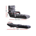 Artiss Floor Lounge Sofa Armrest Flocking Fabric Charcoal