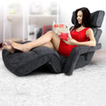 Artiss Floor Lounge Sofa Armrest Flocking Fabric Charcoal
