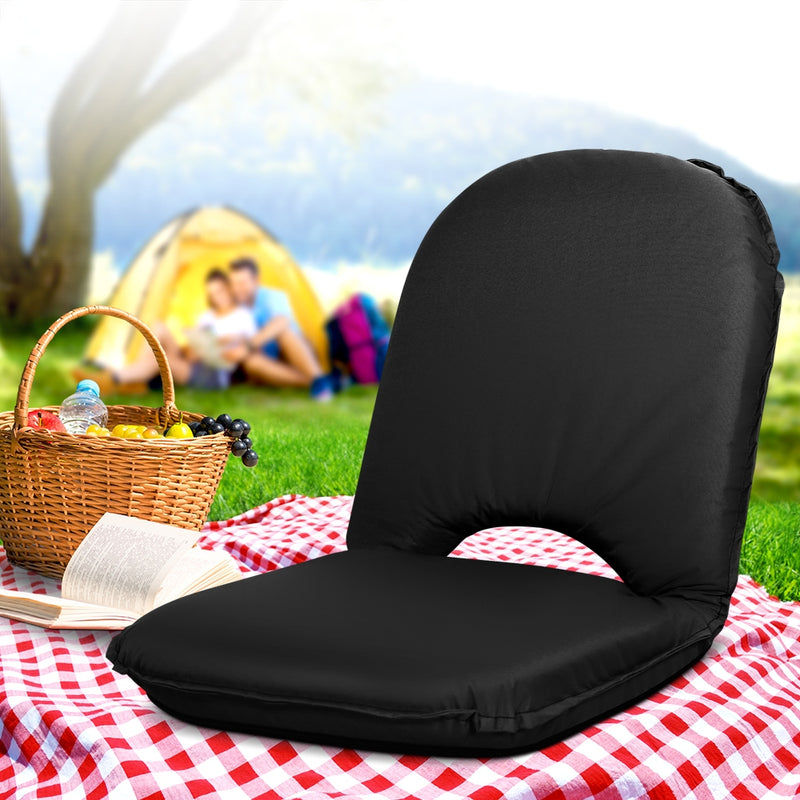 Artiss Floor Lounge Sofa Chair Black Camping Folding