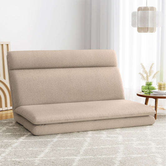 Artiss 2 Seater Floor Chair Sofa Linen Beige