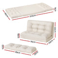 Artiss 2 Seater Floor Lounge Sofa Bed Pillow Leather White