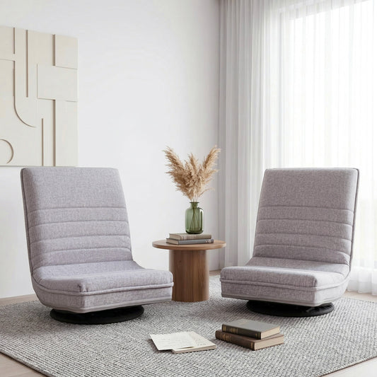Artiss 2x Swivel Floor Chair 360° Adjustable Foldable Grey