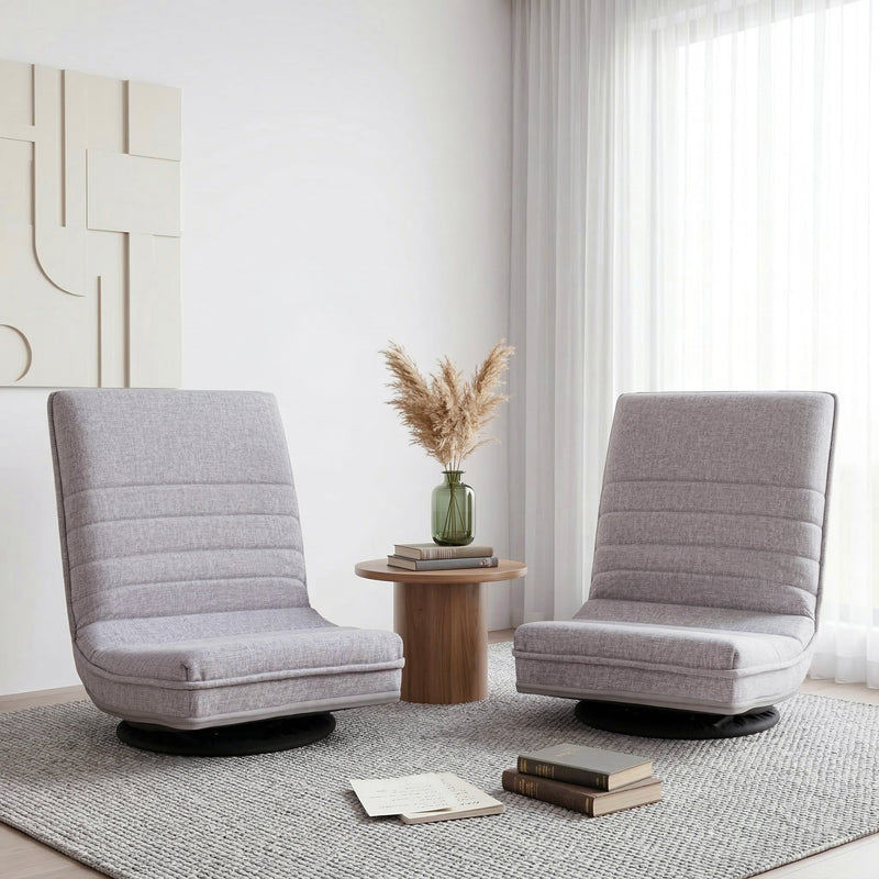 Artiss 2x Swivel Floor Chair 360° Adjustable Foldable Grey