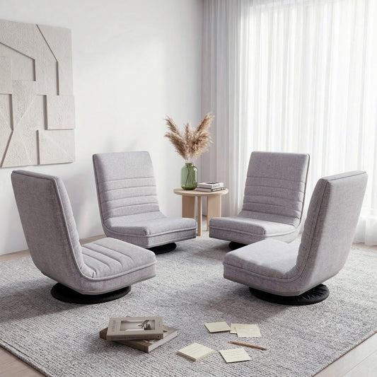 Artiss 4PCS Swivel Floor Chair 360 Adjustable Foldable Grey