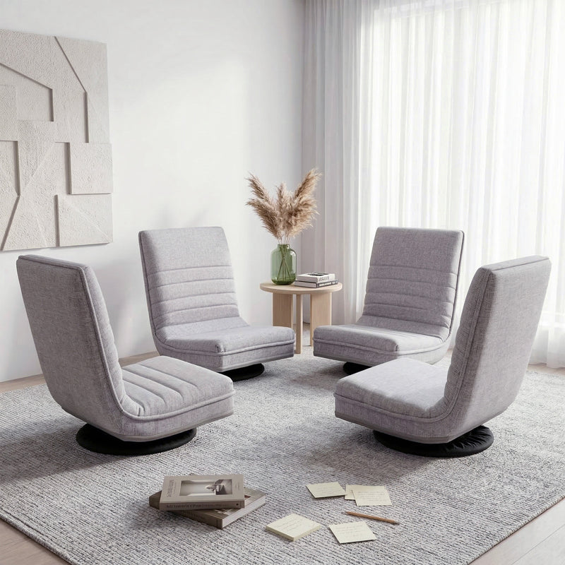 Artiss 4PCS Swivel Floor Chair 360 Adjustable Foldable Grey