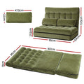 Artiss 2 Seater Sofa Bed Green Fabric Lounge Couch