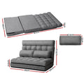 Artiss Floor Lounge Sofa Bed 2 Seater Grey Fabric