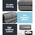 Artiss Floor Lounge Sofa Bed 2 Seater Grey Fabric