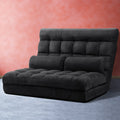Artiss 2 Seater Floor Lounge Sofa Bed Charcoal Suede