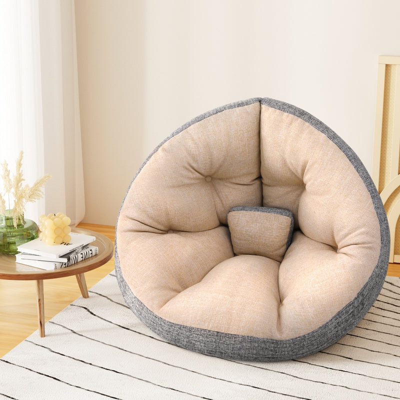 Artiss Foldable Floor Lounge Sofa Bed Chair Washable Beige