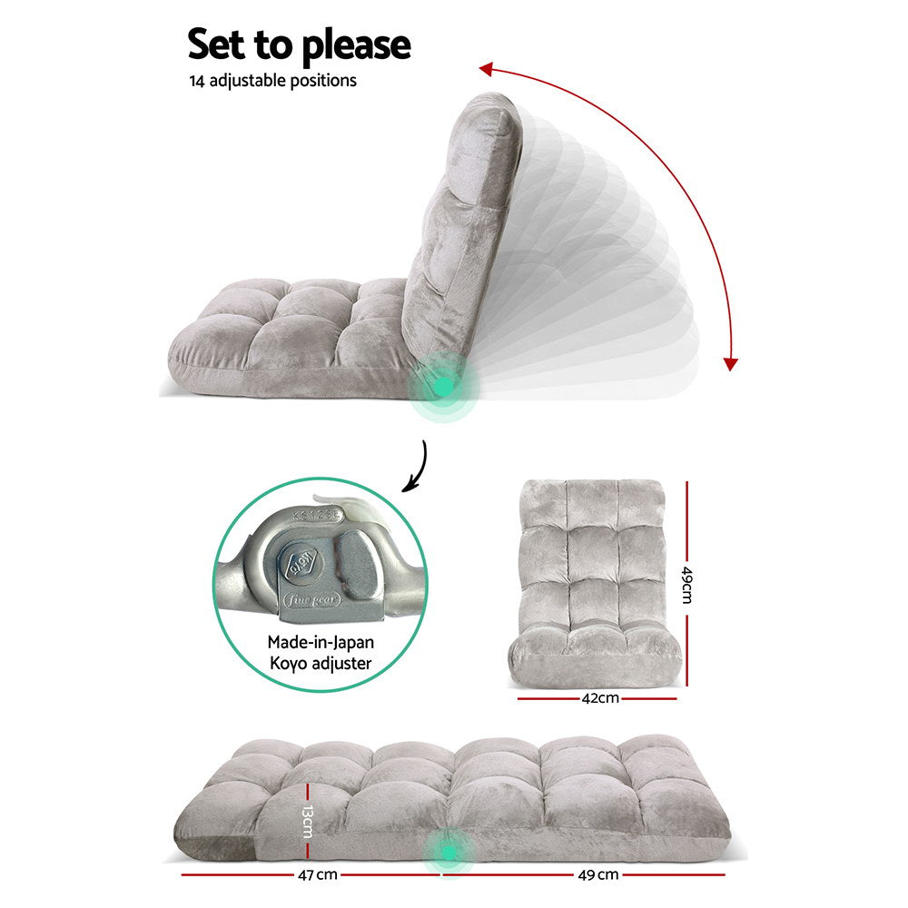 Artiss Lounge Sofa Bed Flannel Fabric Grey