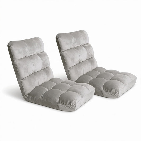 Artiss 2X Lounge Sofa Bed Flannel Grey 80cm