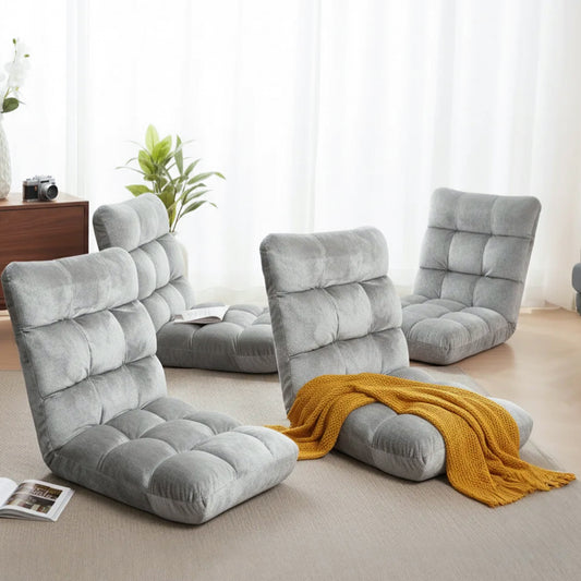 Artiss 4 Seater Sofa Bed Flannel Fabric Grey Lounge