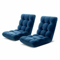 Artiss 2x Floor Lounge Sofa Bed Flannel Navy