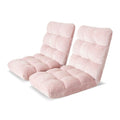 Artiss 2PC Floor Lounge Sofa Bed Flannel Pink