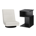 Artiss Swivel Floor Chair and Bedside Table with Charging Station Set