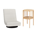 Artiss Floor Lounge Folding Swivel Sofa Chair and 2 Tier Round End Side Table Set