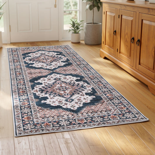 Artiss 60 x 120 cm Washable Runner Area Rug No Hard Glue Quilt-Like Soft for Home Decor, 0.5cm Ultra-Thin Pet Friendly Bohemian Medallion Bedroom Carpet